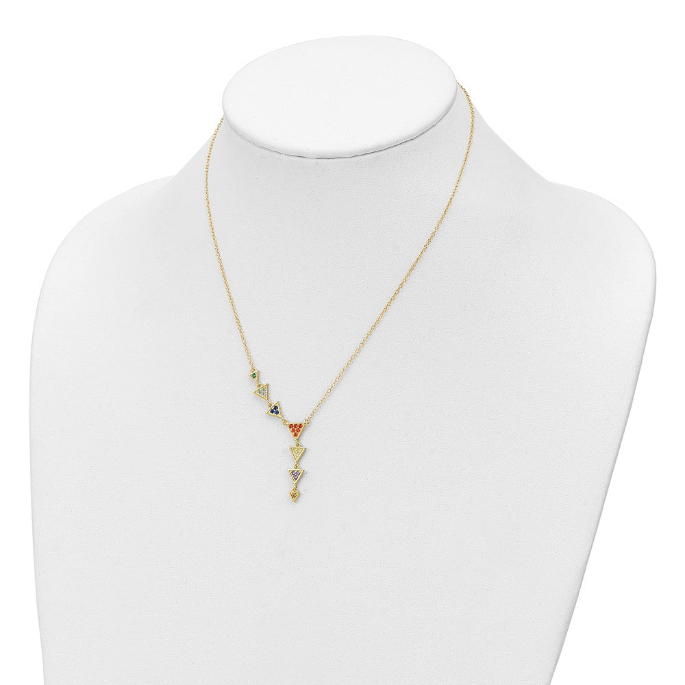 Sterling Silver Gold Tone Multicolor Cz Necklace