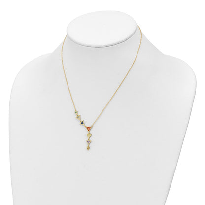 Sterling Silver Gold Tone Multicolor Cz Necklace