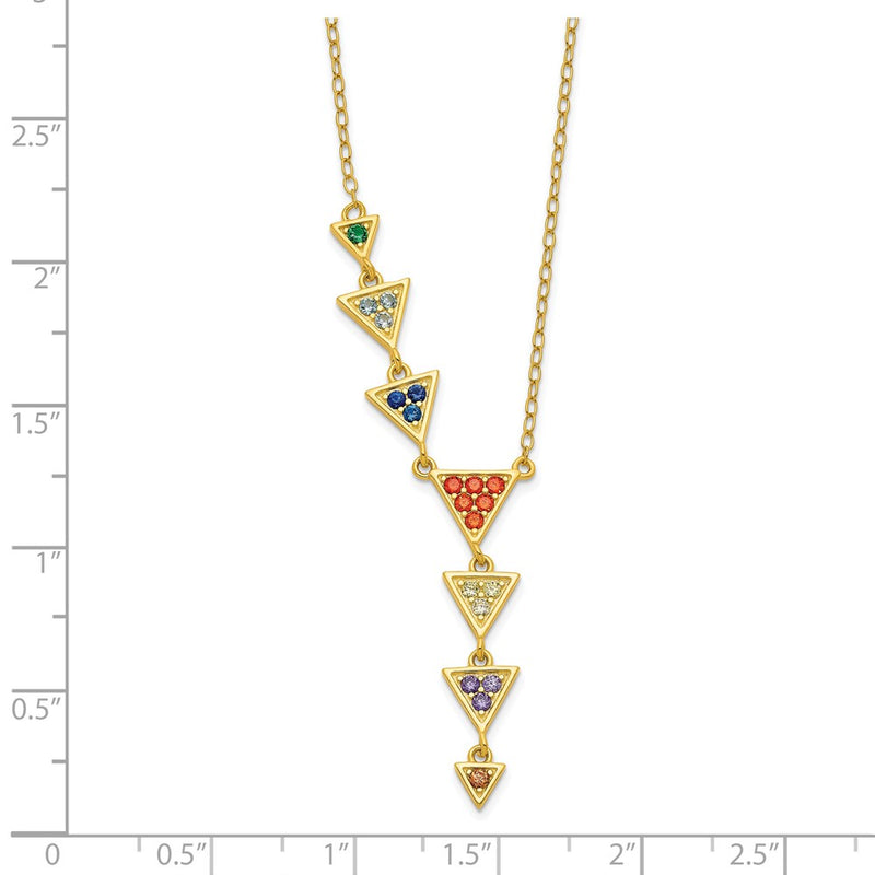 Sterling Silver Gold Tone Multicolor Cz Necklace