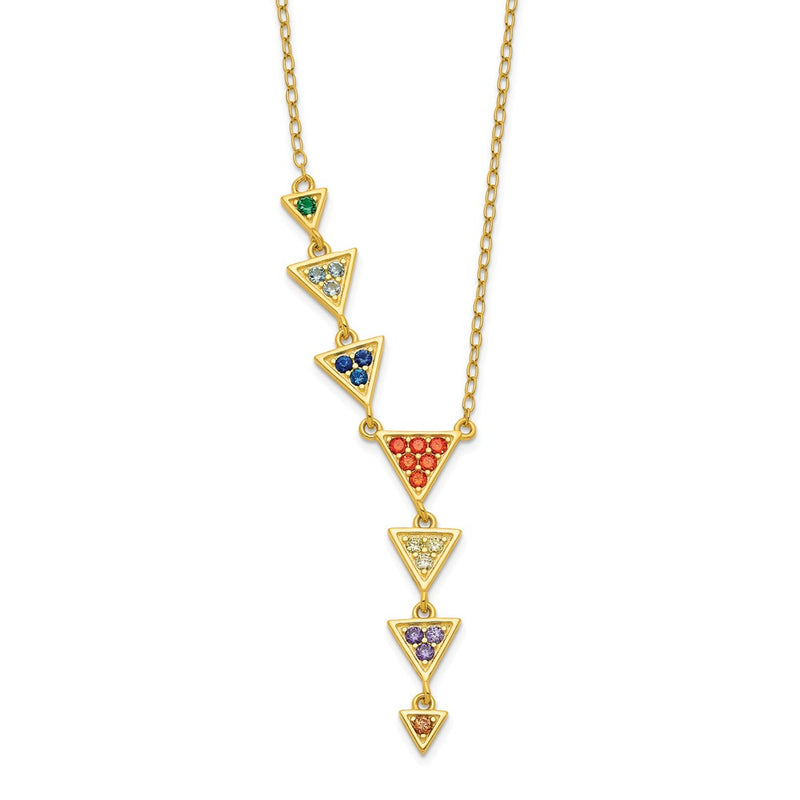 Sterling Silver Gold Tone Multicolor Cz Necklace