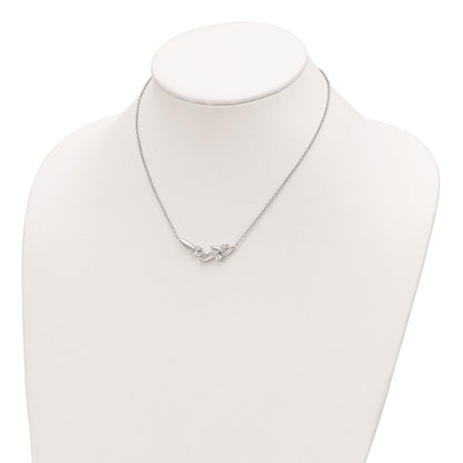 Sterling Silver Rhodium-Plated Cz Fancy W/ 2In Ext. Necklace