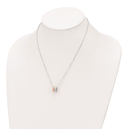 Sterling Silver Rose-Tone Cz W/2 In Ext. Necklace