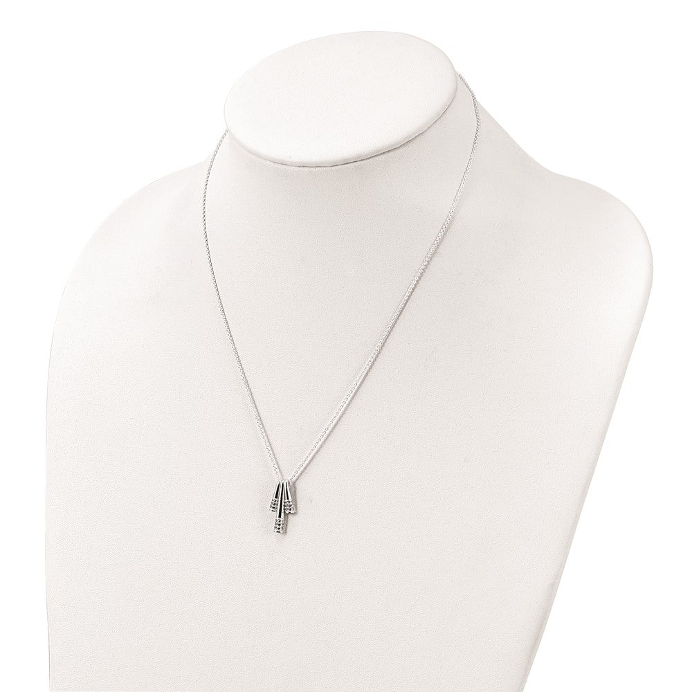 Sterling Silver Polished Cz Fancy Necklace