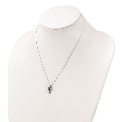 Sterling Silver Polished Cz Fancy Necklace