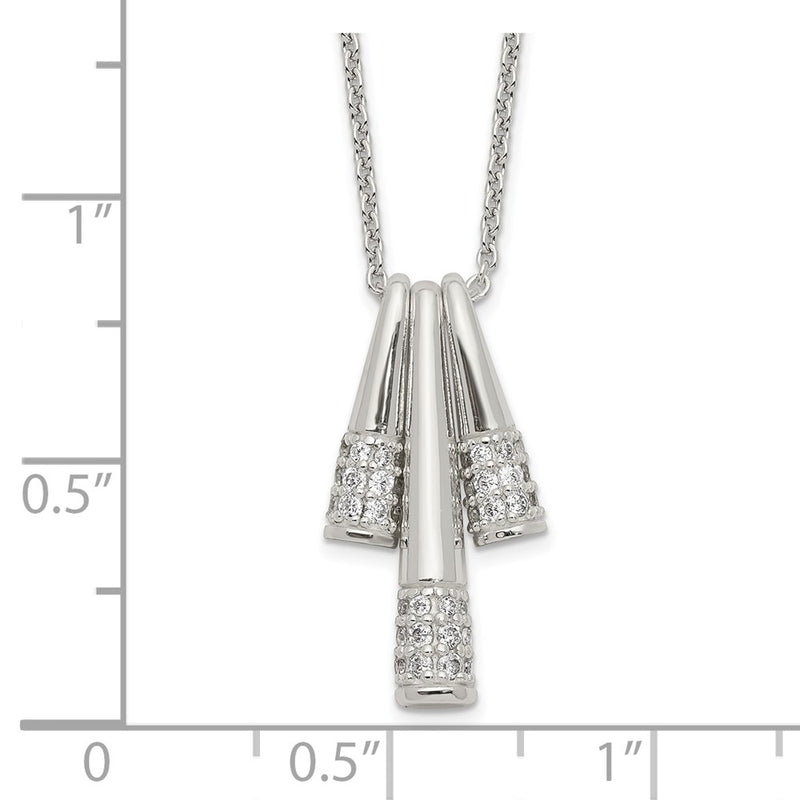 Sterling Silver Polished Cz Fancy Necklace