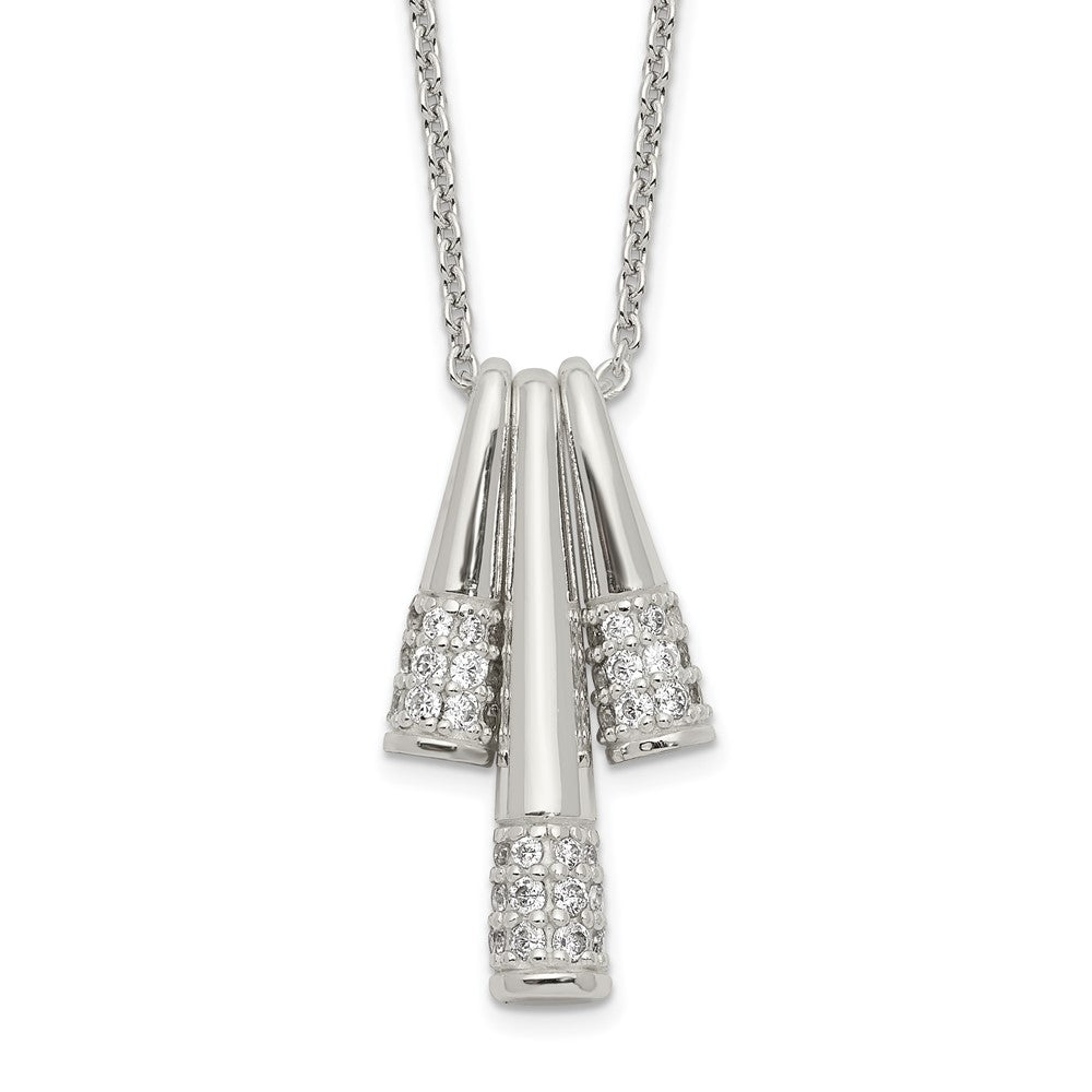 Sterling Silver Polished Cz Fancy Necklace