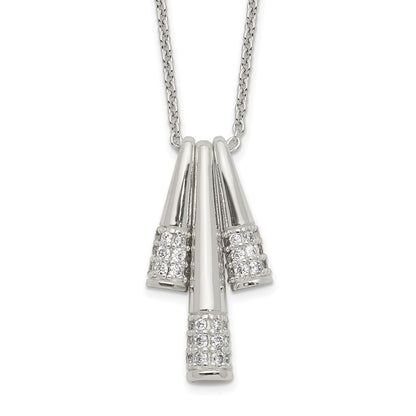 Sterling Silver Polished Cz Fancy Necklace