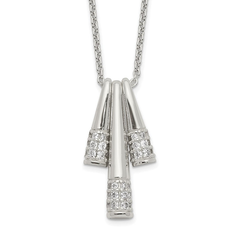 Sterling Silver Polished Cz Fancy Necklace