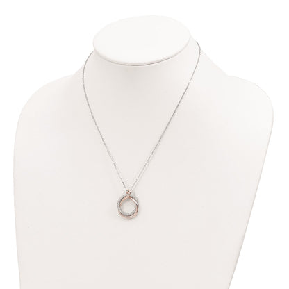 Sterling Silver Rose-Tone Polished Pave Cz Twist W/2 In Ext. Necklace