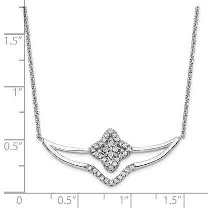 Sterling Silver Rhodium-Plated Polished Cz Fancy Necklace