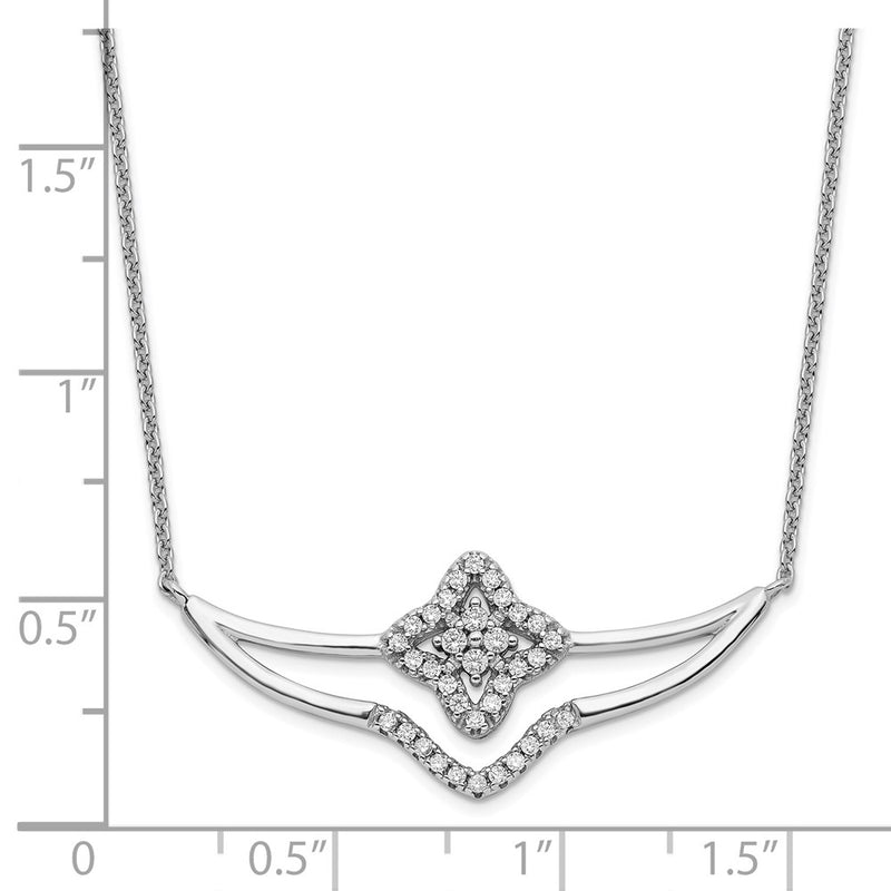Sterling Silver Rhodium-Plated Polished Cz Fancy Necklace
