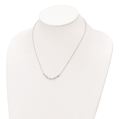 Sterling Silver Rhodium-Plated Polished Cz Diamond Shapes 17.75In Necklace