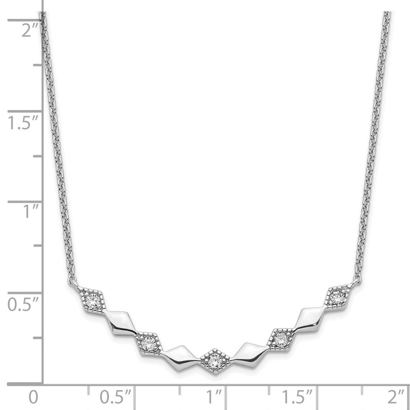 Sterling Silver Rhodium-Plated Polished Cz Diamond Shapes 17.75In Necklace