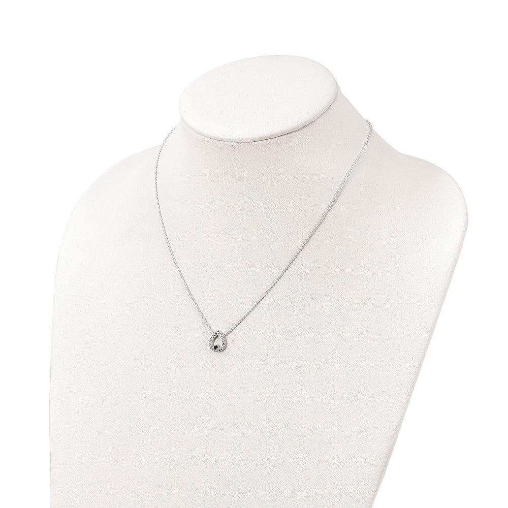 Sterling Silver Polished Cz Teardrop Necklace
