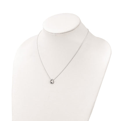 Sterling Silver Polished Cz Teardrop Necklace