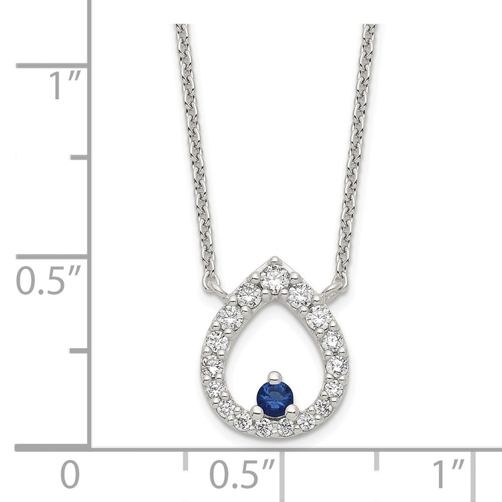 Sterling Silver Polished Cz Teardrop Necklace