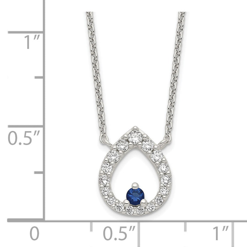 Sterling Silver Polished Cz Teardrop Necklace