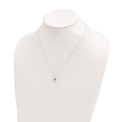 Sterling Silver Cz 16In W/2In Ext Teardrop Necklace
