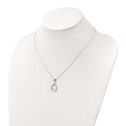 Sterling Silver Polished Cz Teardrop Necklace