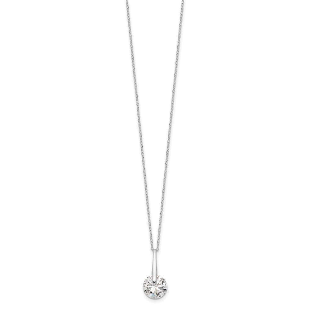 Sterling Silver Rhodium-Plated Polished Cz Fancy 16In Plus 2In Ext Necklace