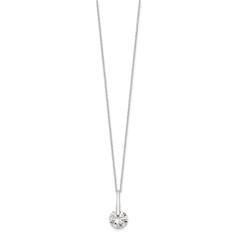 Sterling Silver Rhodium-Plated Polished Cz Fancy 16In Plus 2In Ext Necklace