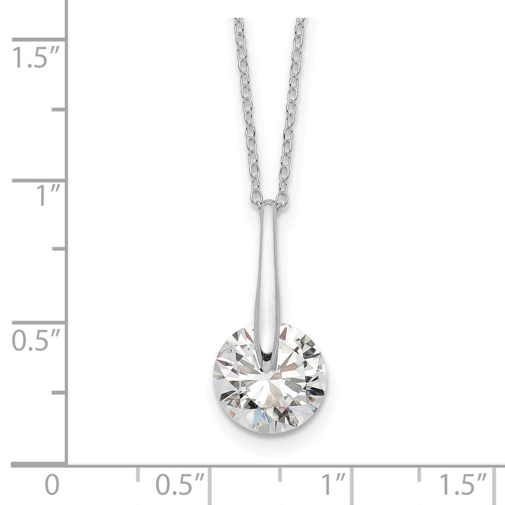 Sterling Silver Rhodium-Plated Polished Cz Fancy 16In Plus 2In Ext Necklace