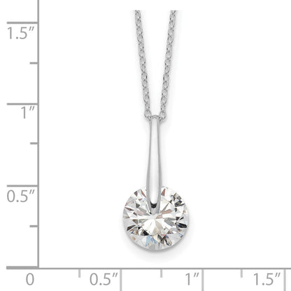 Sterling Silver Rhodium-Plated Polished Cz Fancy 16In Plus 2In Ext Necklace