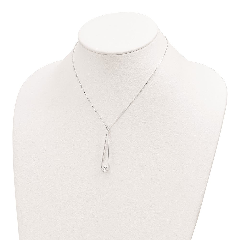 Sterling Silver D/C Ball Teardrop W/2 In Ext Necklace