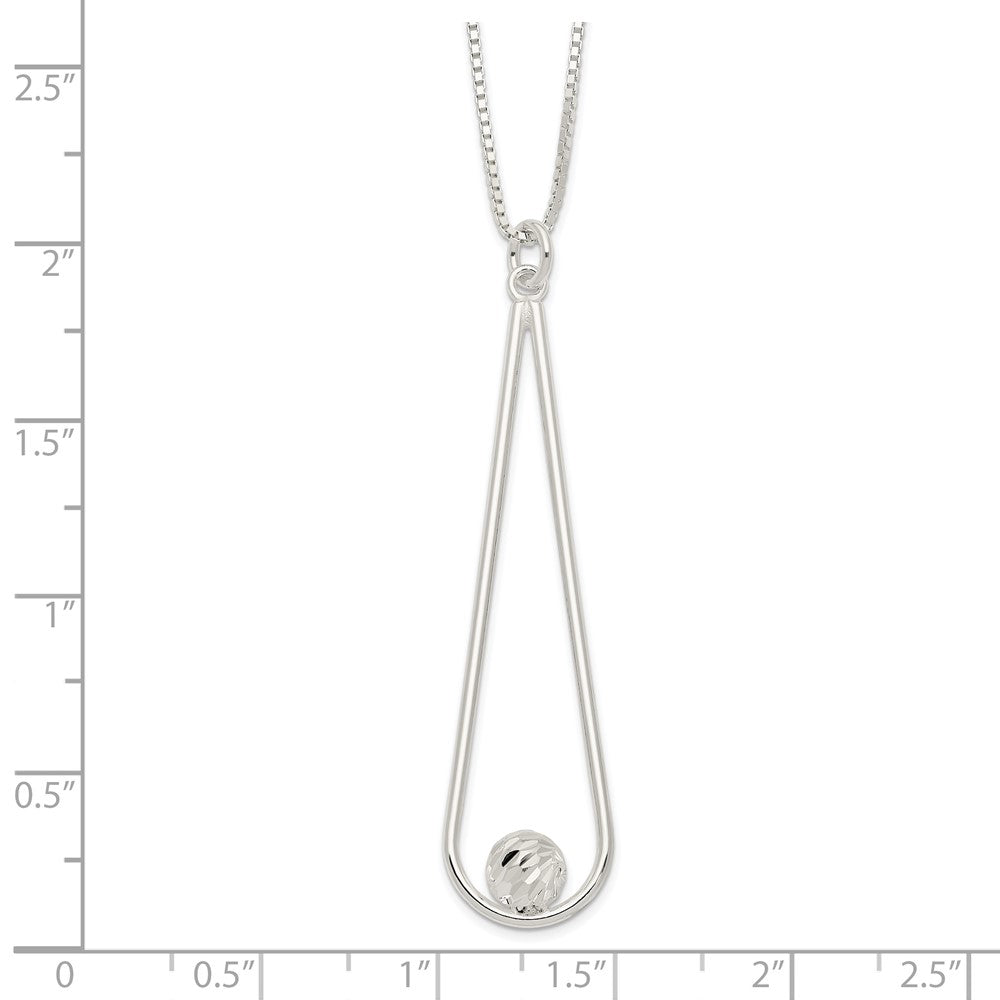 Sterling Silver D/C Ball Teardrop W/2 In Ext Necklace