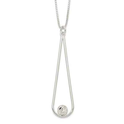Sterling Silver D/C Ball Teardrop W/2 In Ext Necklace