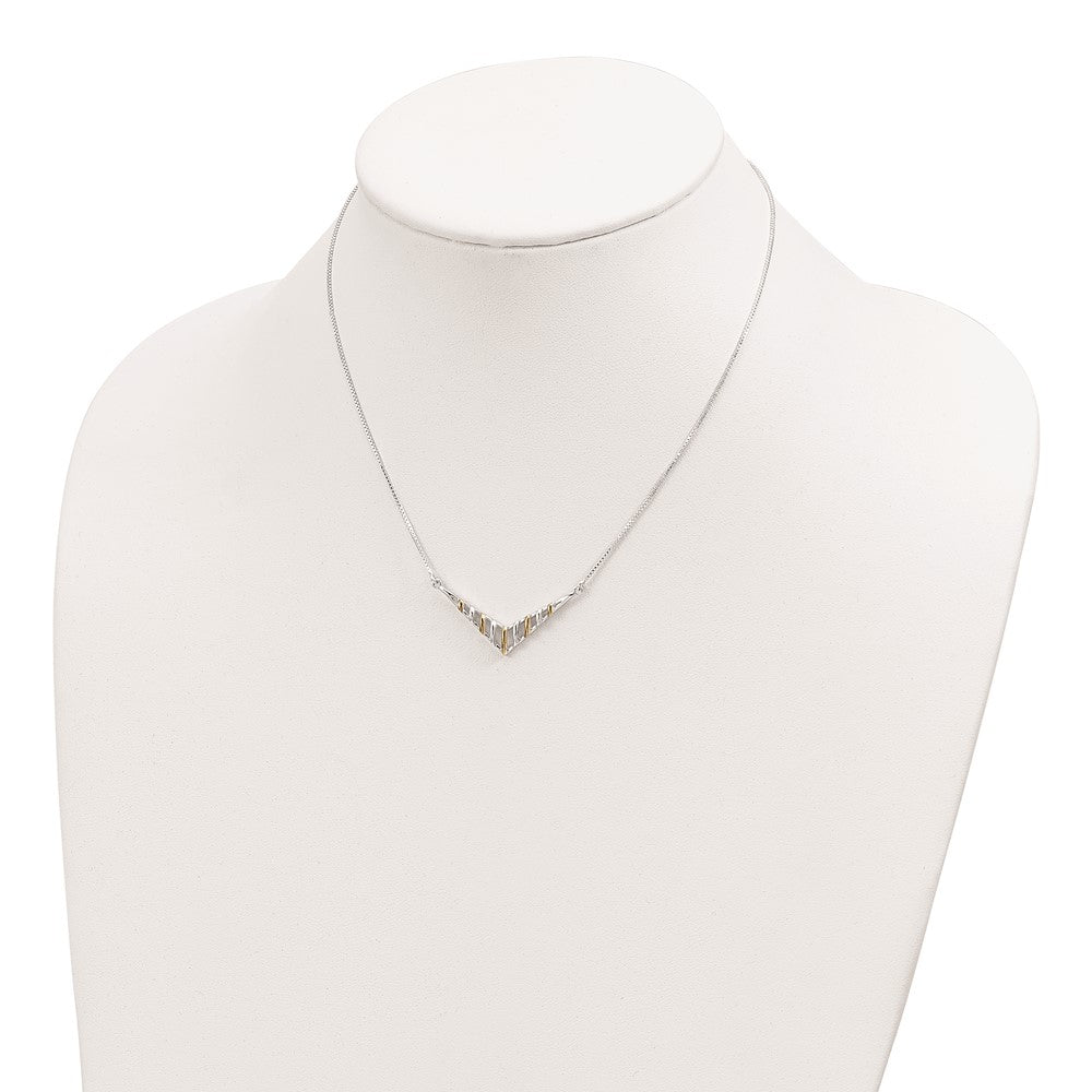 Sterling Silver Gold-Tone V-Shaped Bar Necklace