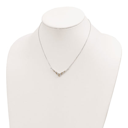 Sterling Silver Gold-Tone V-Shaped Bar Necklace