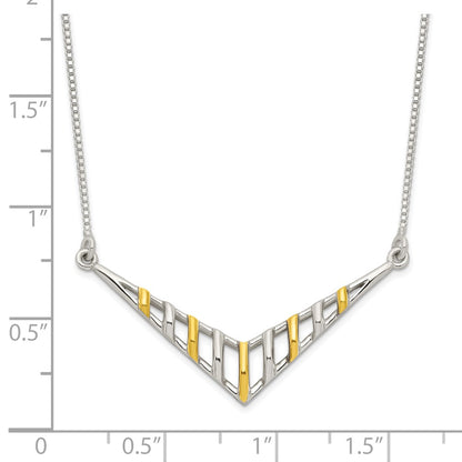 Sterling Silver Gold-Tone V-Shaped Bar Necklace