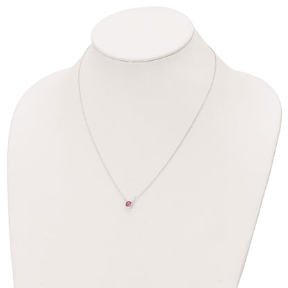 Sterling Silver Rhodium-Plated Pink Crystal 18.5 Inch Necklace