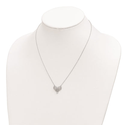 Sterling Silver Rhodium-Plated Polished April Bow Cz Birthstone Necklace