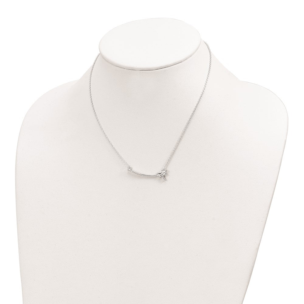Sterling Silver Cz Dragonfly Bar Necklace