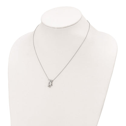 Sterling Silver Rhodium-Plated Hand Gesture Ok W/Dangle Necklace