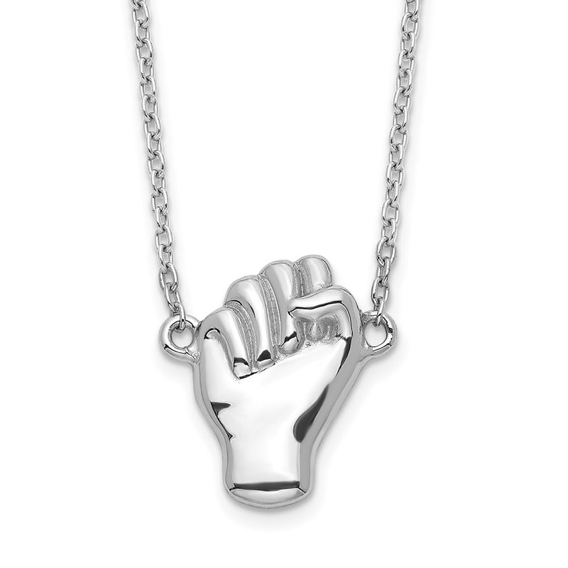 Sterling Silver Rhodium-Plated Fist Necklace