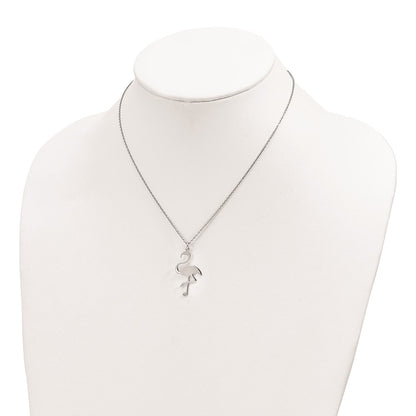 Sterling Silver Polished Flamingo Necklace