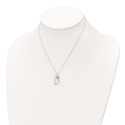 Sterling Silver Rhodium-Plated Cz Dog Necklace