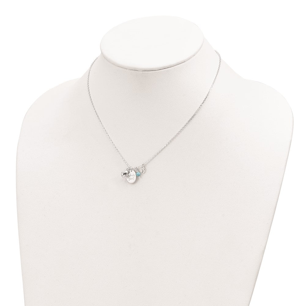 Sterling Silver Turquoise Bead And Shell Beach Girl Necklace