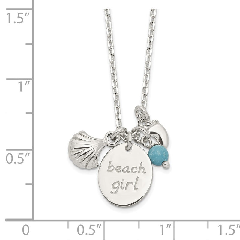 Sterling Silver Turquoise Bead And Shell Beach Girl Necklace