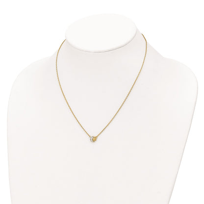 Sterling Silver Gold-Tone Cz Satin Star And Polished Moon Necklace
