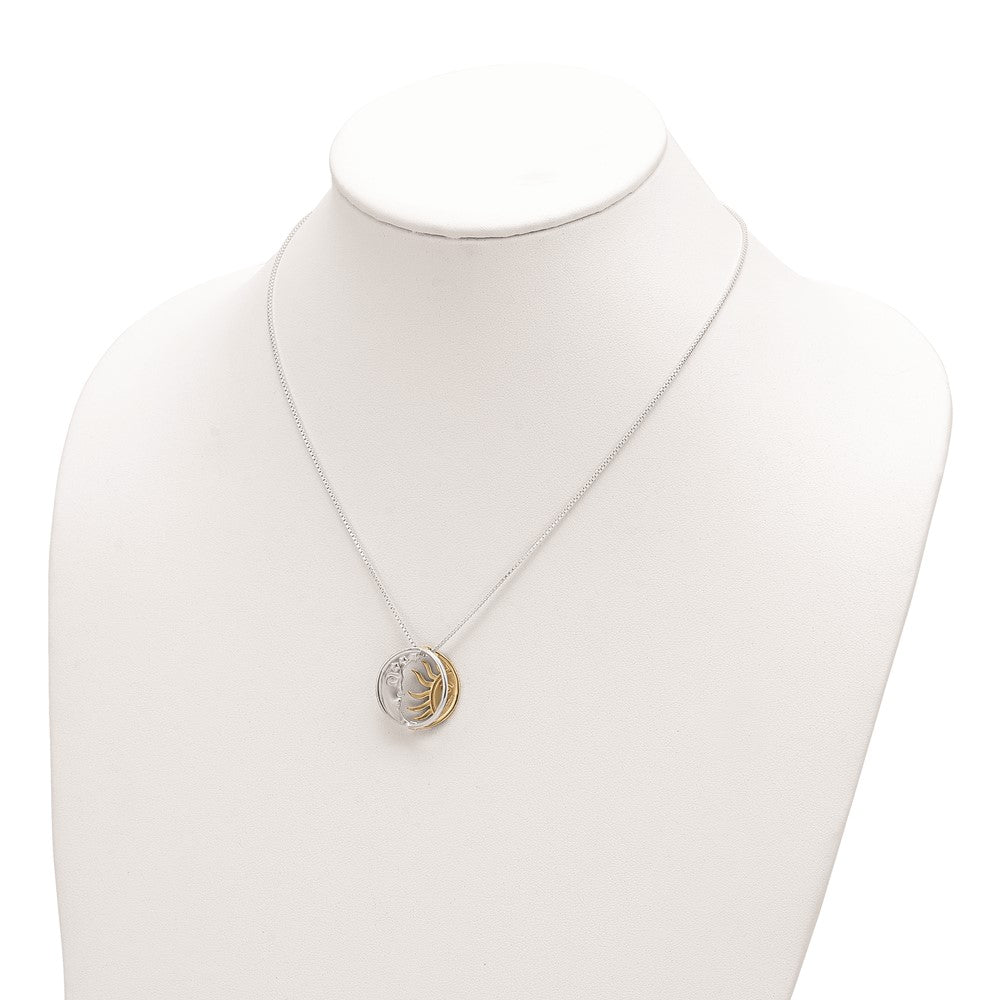 Sterling Silver & Gold-Tone Polished Sun Moon Necklace