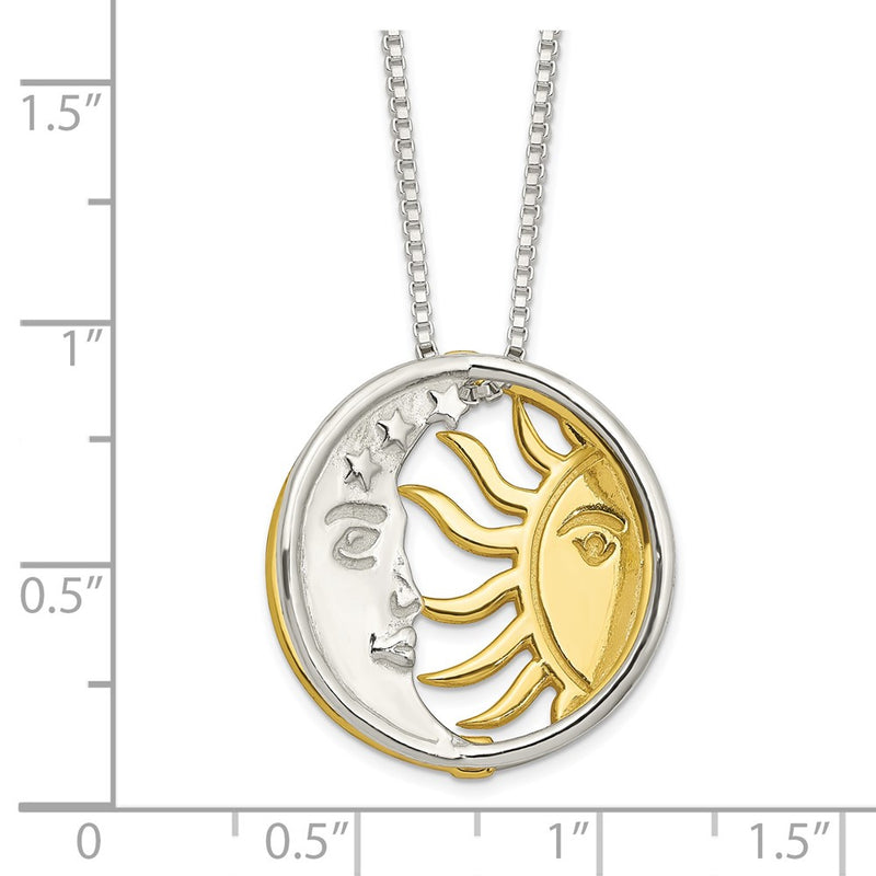 Sterling Silver & Gold-Tone Polished Sun Moon Necklace