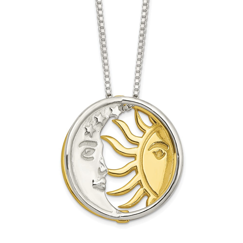 Sterling Silver & Gold-Tone Polished Sun Moon Necklace