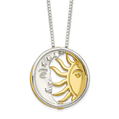 Sterling Silver & Gold-Tone Polished Sun Moon Necklace