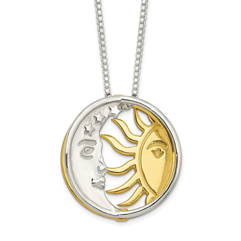 Sterling Silver & Gold-Tone Polished Sun Moon Necklace