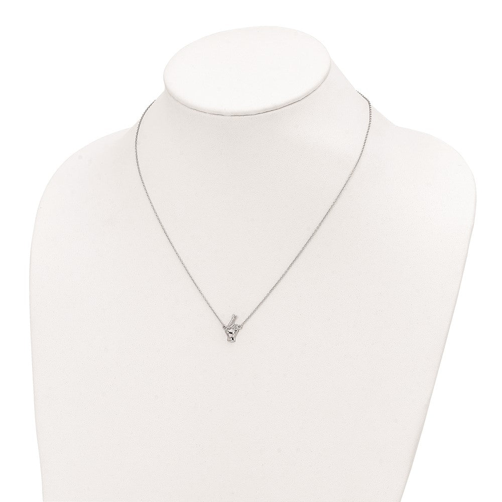 Sterling Silver Rhodium-Plated Fingers Crossed Necklace