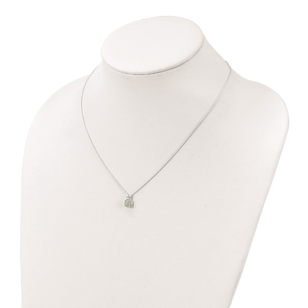 Sterling Silver Light Blue Quartzite & Cz Necklace